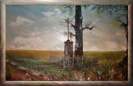 12. Kříž v polích, olej,  2008 Pn