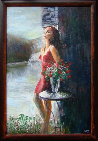 U jezera, olej, 2011 Cena obrazu 10.000, - Kč. Rozměr obrazu  (včetně rámu) 51x74cm