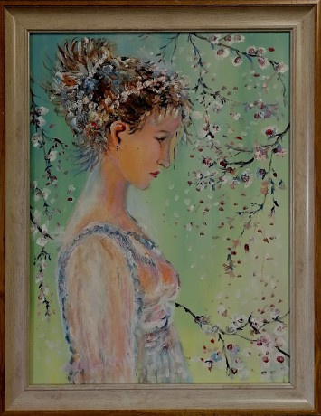 Květy jara, olej, 2021 Cena obrazu 3.000, - Kč. Rozměr obrazu (včetně rámu) 35x45 cm