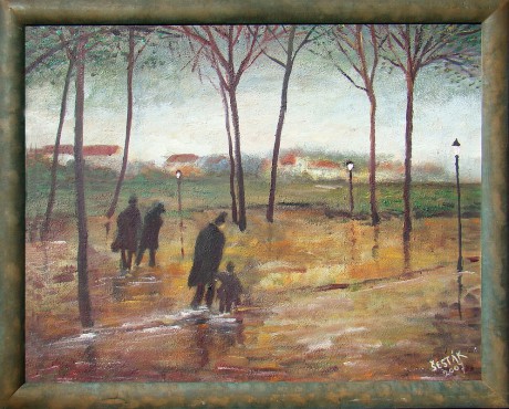 Deštivý podvečer, olej, 2007 Cena obrazu 5.000, - Kč. Rozměr obrazu (včetně rámu)  43x35cm