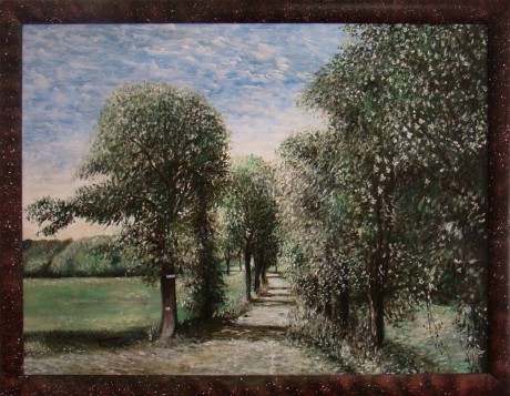 Kaštanka rozcestí, olej, 2009 Cena obrazu 12.000,-Kč. Rozměr obrazu (včetně rámu)  86,5x67cm