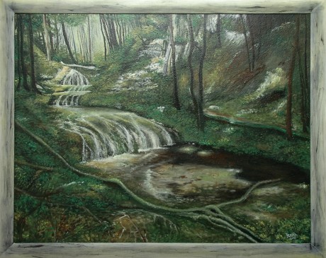 Bubovický potok, olej, 2007 Cena obrazu 10.500, - Kč. Rozměr obrazu (včetně rámu)  77x62 cm