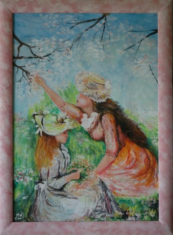 Dvě Květy s jarními květy, tempera, 2007 