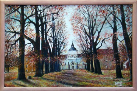 17. Podzim v zámeckém parku, tempera, 2009  Pn