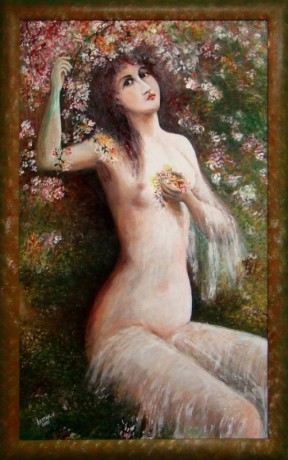 Královna jara, olej na plátně (lepený)