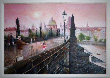 Malíř na karlově mostě, olej na plátně (lepený), 2016