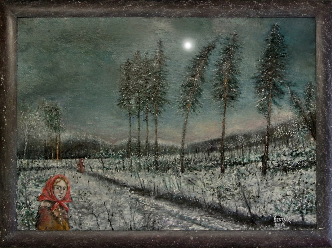Borovice v zimě, olej, 2015 