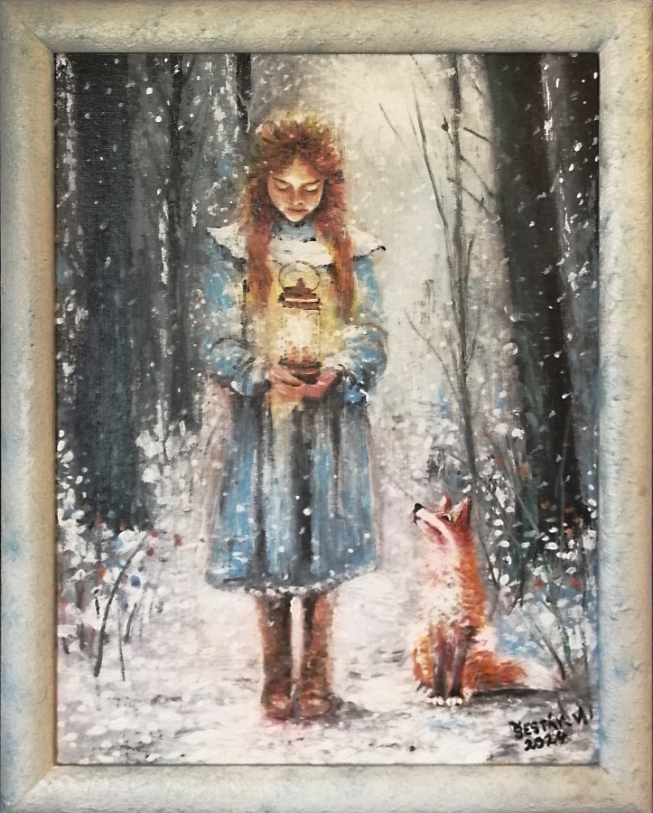 51. Dívka a liška, olej, 2024