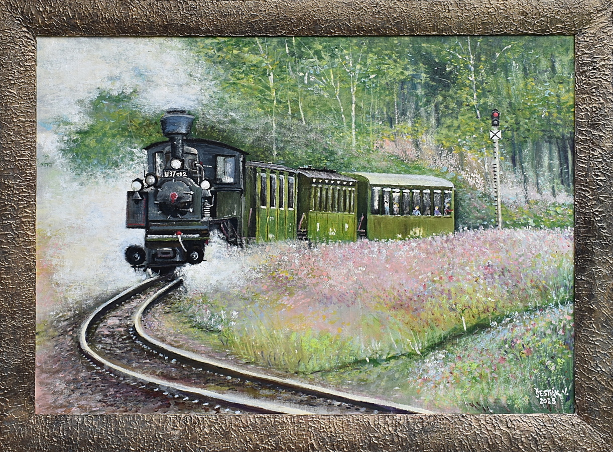 19. Supící lokálka, olej, 2025