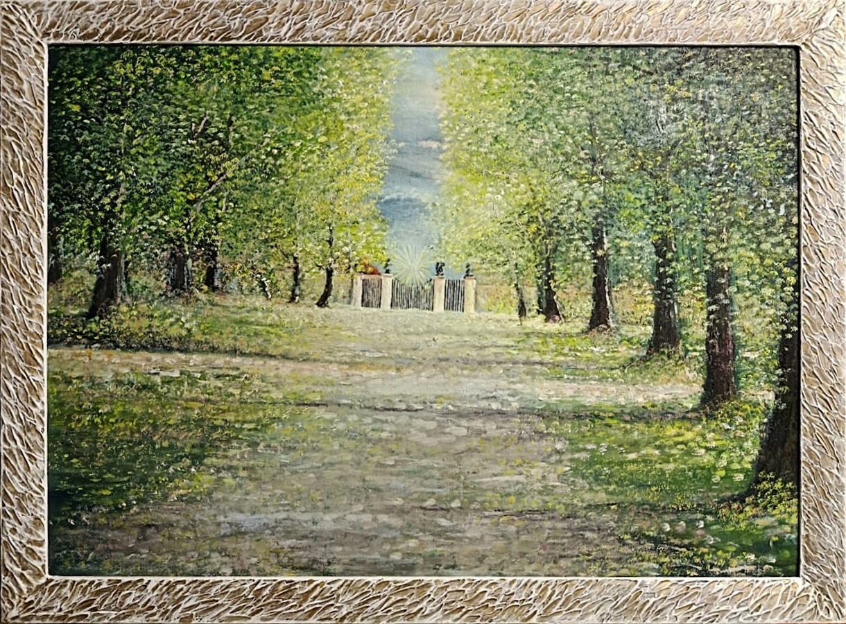 27. Sluneční brána v hořovickém parku, olej, 2025