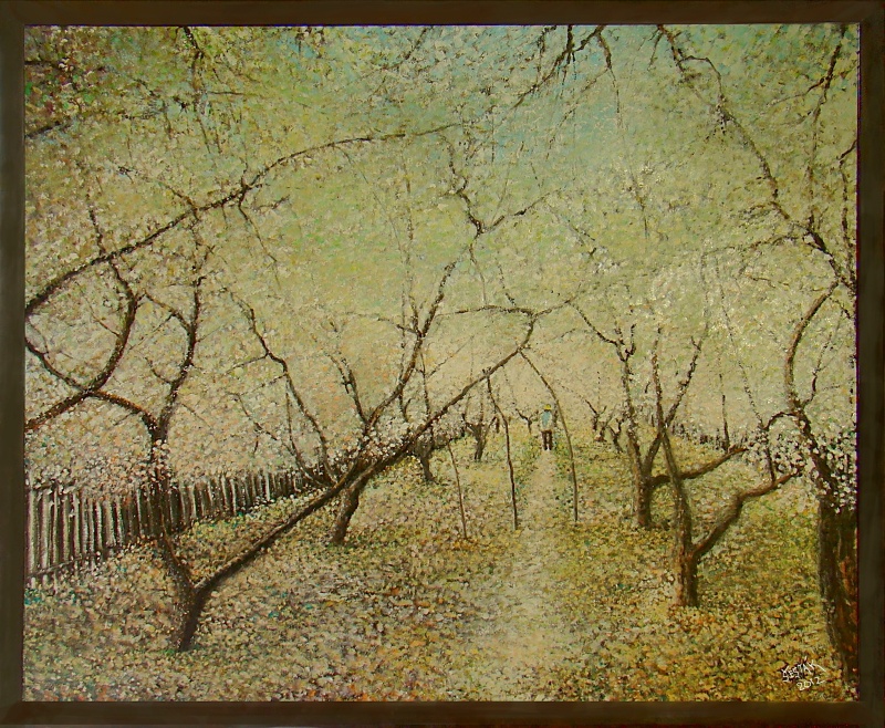 Monet v zahradě, olej na plátně (lepený),2012