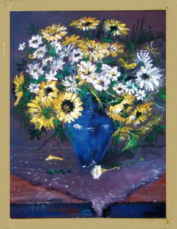 Květy v modré váze, olej, 2010 
