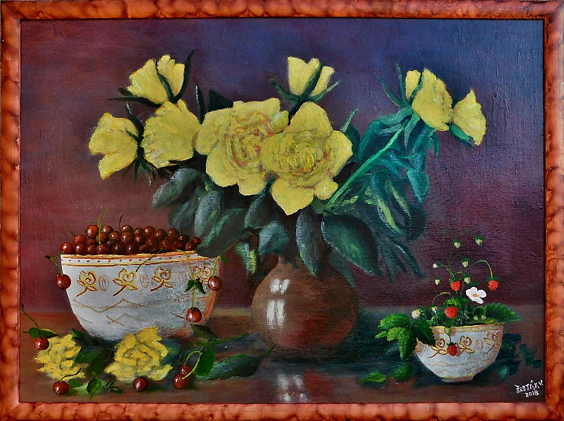  Žluté růže, olej, 2018