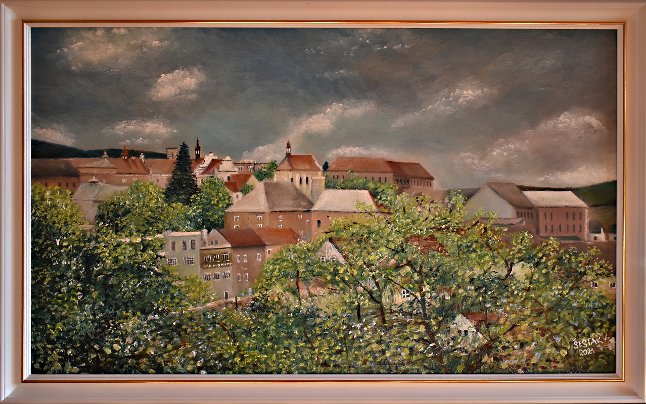 Hořovice (pohled od Starého Zámku), olej, 2021